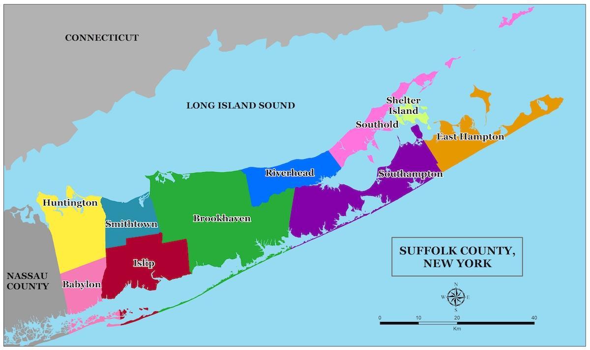 Mapa dos bairros de Long Island